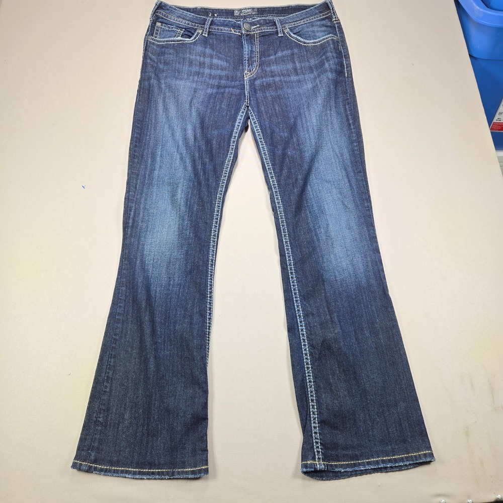 Silver Jeans Co Natsuki Bootcut Dark Wash Contrast Stitch Denim Womens W36 L37